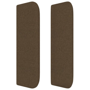 Sänggavel med kanter mörkbrun 147x16x78/88 cm tyg