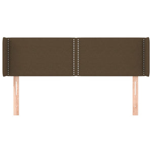 Sänggavel med kanter mörkbrun 147x16x78/88 cm tyg