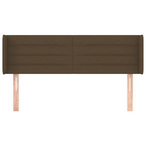 Sänggavel med kanter mörkbrun 147x16x78/88 cm tyg
