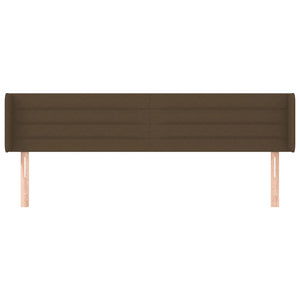 Sänggavel med kanter mörkbrun 163x16x78/88 cm tyg