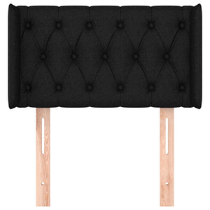 Sänggavel med kanter svart 83x16x78/88 cm tyg