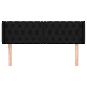 Sänggavel med kanter svart 147x16x78/88 cm tyg