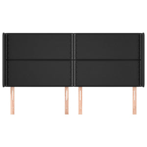 Sänggavel med kanter svart 183x16x118/128 cm konstläder