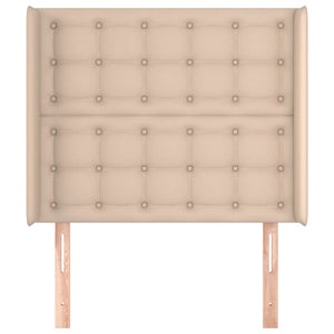 Sänggavel med kanter cappuccino 103x16x118/128 cm konstläder