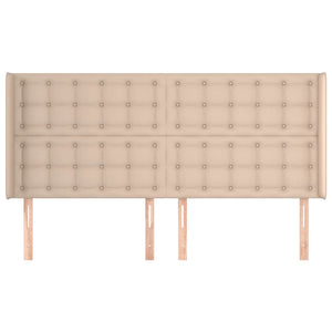 Sänggavel med kanter cappuccino 163x16x118/128 cm konstläder