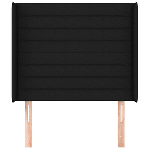 Sänggavel med kanter svart 83x16x118/128 cm tyg