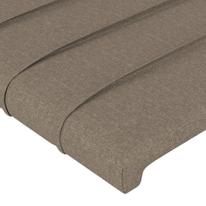 Sänggavel med kanter taupe 147x16x118/128 cm tyg
