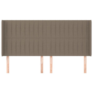 Sänggavel med kanter taupe 163x16x118/128 cm tyg