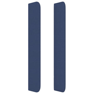 Sänggavel med kanter blå 163x16x118/128 cm tyg