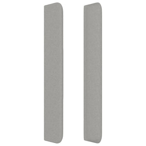 Sänggavel med kanter ljusgrå 163x16x118/128 cm tyg