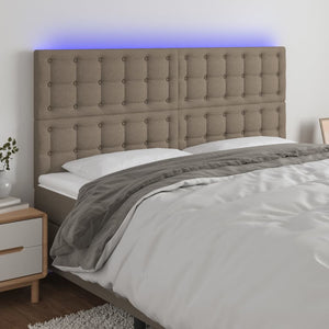 Sänggavel LED taupe 160x5x118/128 cm tyg