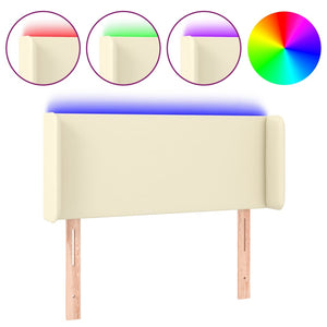 Sänggavel LED gräddvit 83x16x78/88 cm konstläder