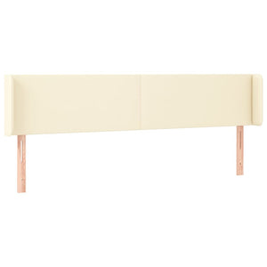 Sänggavel LED gräddvit 163x16x78/88 cm konstläder