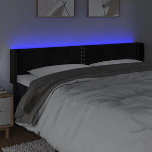 Sänggavel LED svart 183x16x78/88 cm sammet