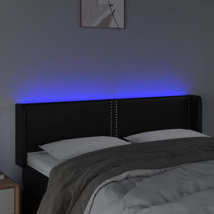 Sänggavel LED svart 147x16x78/88 cm konstläder