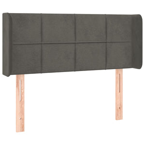 Sänggavel LED mörkgrå 103x16x78/88 cm sammet