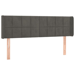 Sänggavel LED mörkgrå 147x16x78/88 cm sammet