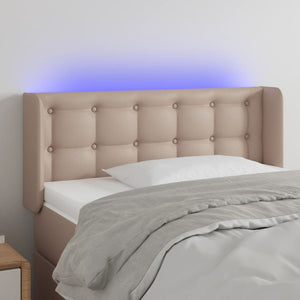 Sänggavel LED cappuccino 103x16x78/88 cm konstläder