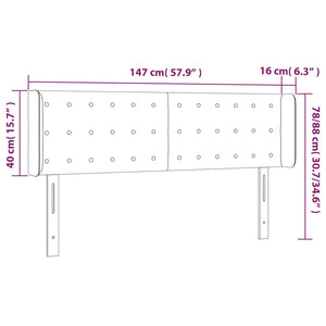 Sänggavel LED vit 147x16x78/88 cm konstläder