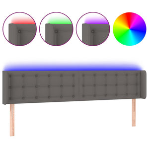 Sänggavel LED grå 163x16x78/88 cm konstläder