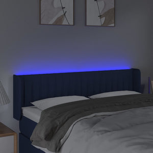 Sänggavel LED blå 147x16x78/88 cm tyg