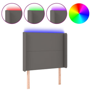 Sänggavel LED grå 103x16x118/128 cm konstläder