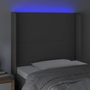 Sänggavel LED grå 103x16x118/128 cm konstläder