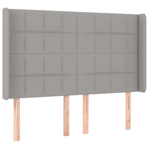 Ramsäng med madrass & LED ljusgrå 140x200 cm tyg