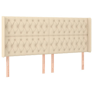 Ramsäng med madrass & LED gräddvit 180x200 cm tyg