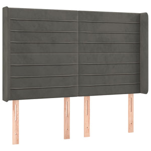 Ramsäng med madrass & LED mörkgrå 140x200 cm sammet