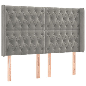 Ramsäng med madrass & LED ljusgrå 140x190 cm sammet