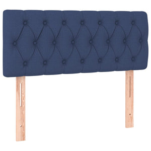 Ramsäng med madrass & LED blå 90x200 cm tyg