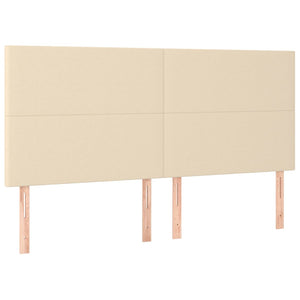 Ramsäng med madrass & LED gräddvit 200x200 cm tyg