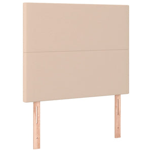 Ramsäng med bäddmadrass & LED cappuccino 90x190 cm konstläder