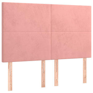 Ramsäng med madrass rosa 140x200 cm sammet