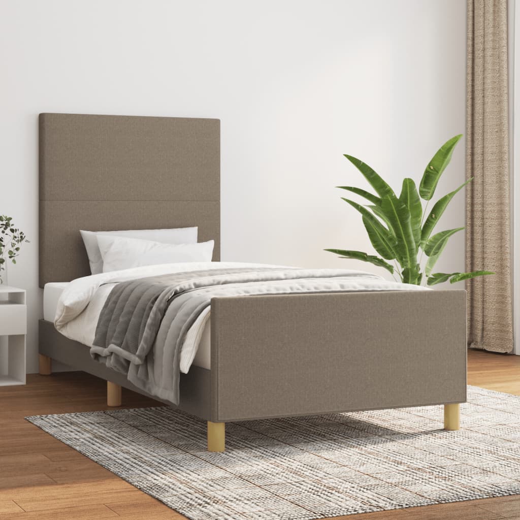 Sängram utan madrass Taupe 90x200 cm tyg