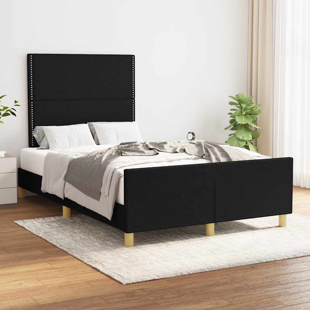 Sängram utan madrass svart 120x200 cm tyg