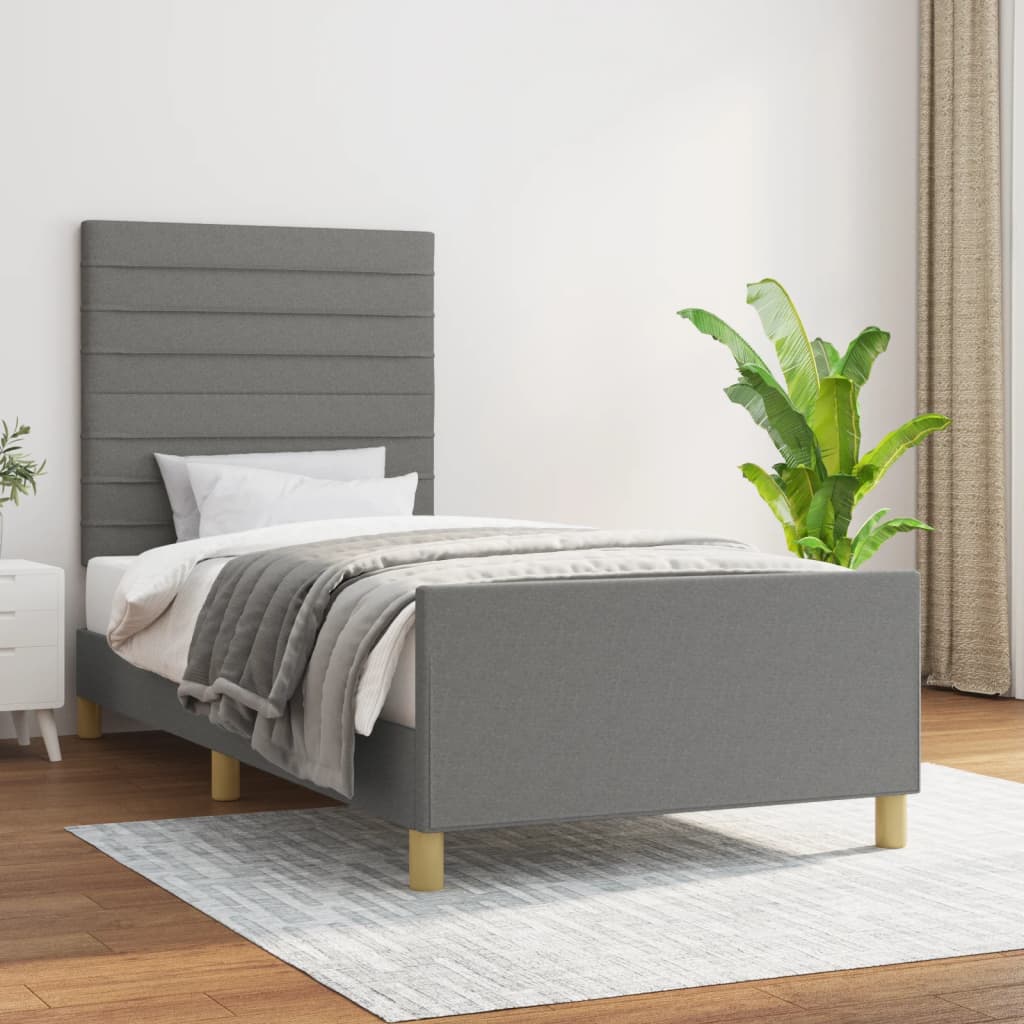 Sängram utan madrass mörkgrå 90x200 cm tyg