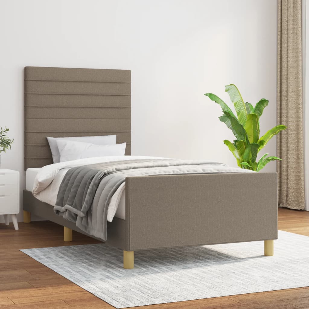 Sängram utan madrass Taupe 90x200 cm tyg