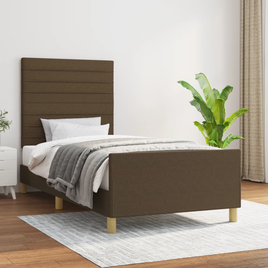 Sängram utan madrass mörkbrun 100x200 cm tyg