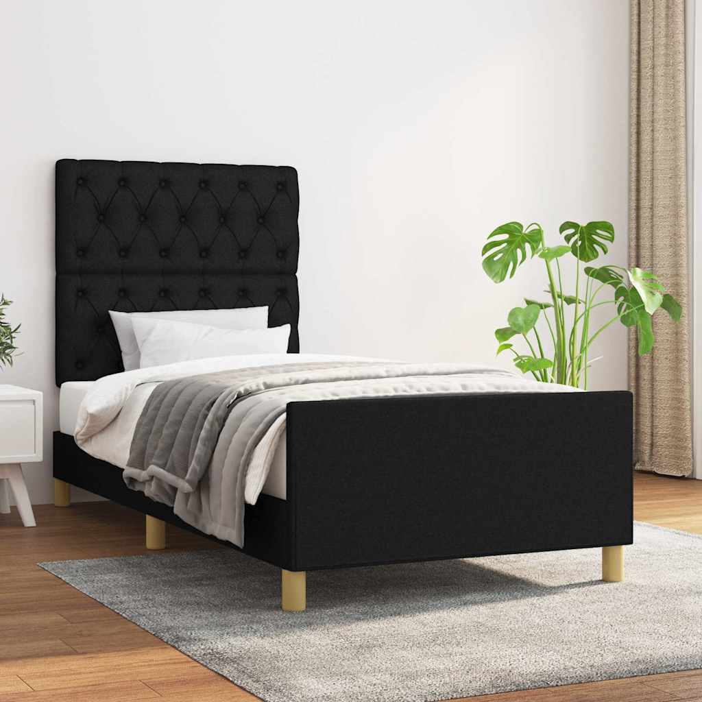 Sängram utan madrass svart 80x200 cm tyg