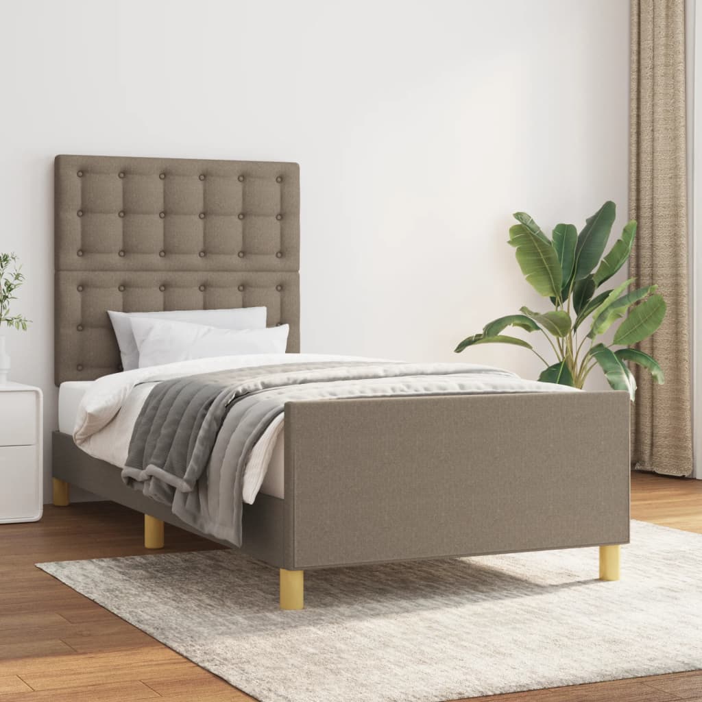 Sängram utan madrass Taupe 90x200 cm tyg