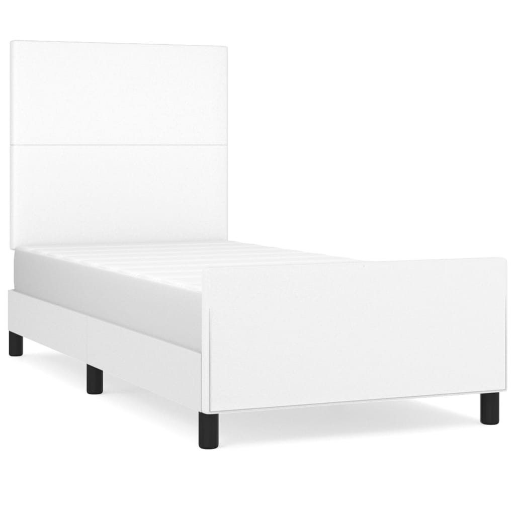 Sängram med huvudgavel vit 90x190 cm konstläder