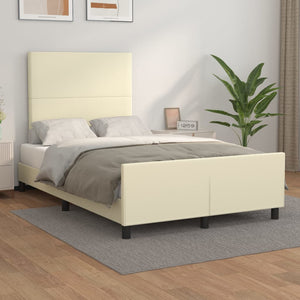 Sängram med huvudgavel gräddvit 120x200 cm konstläder