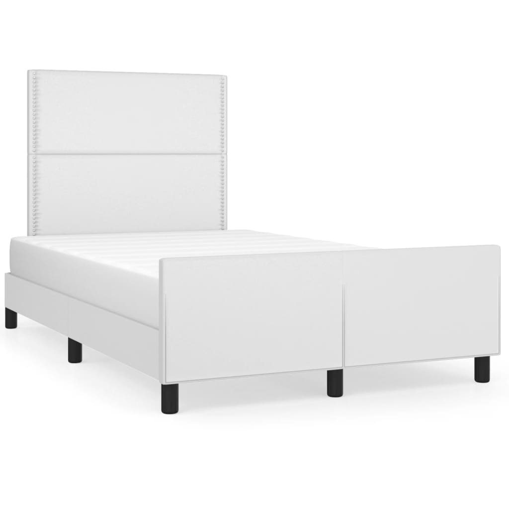 Sängram med huvudgavel vit 120x200 cm konstläder