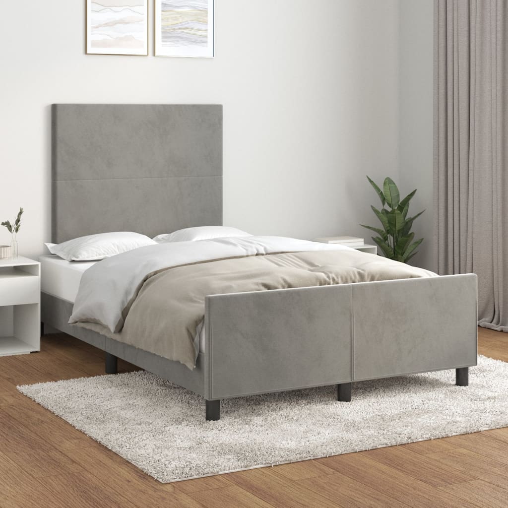 Sängram utan madrass ljusgrå 120x200 cm sammet