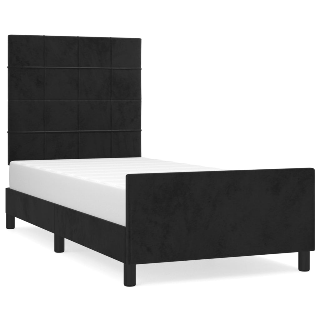 Sängram utan madrass svart 100x200 cm sammet