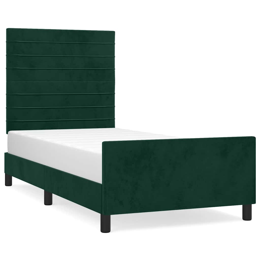 Sängram utan madrass mörkgrön 100x200 cm sammet