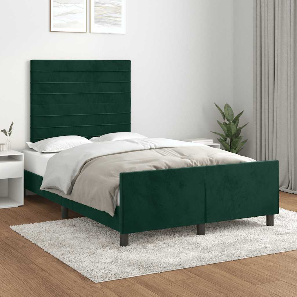 Sängram utan madrass mörkgrön 120x200 cm sammet