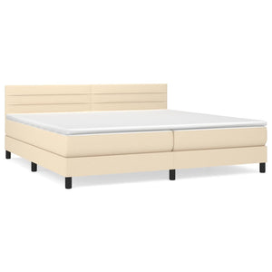 Ramsäng med madrass gräddvit 200x200 cm tyg